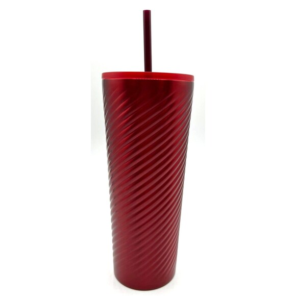 Starbucks Winter 2022‎ Holiday Red Swirl Stainless Steel Tumbler Cold Venti 24oz - Picture 5 of 16